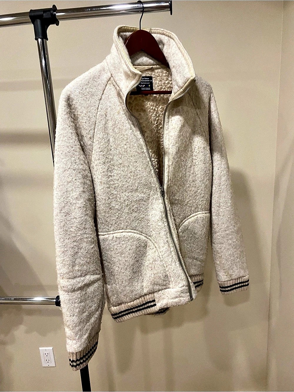 Nigel Cabourn x Peak Performance Wool Zip Fleece Jacket Cream Medium